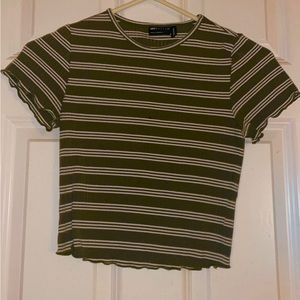 plain green stripped tee